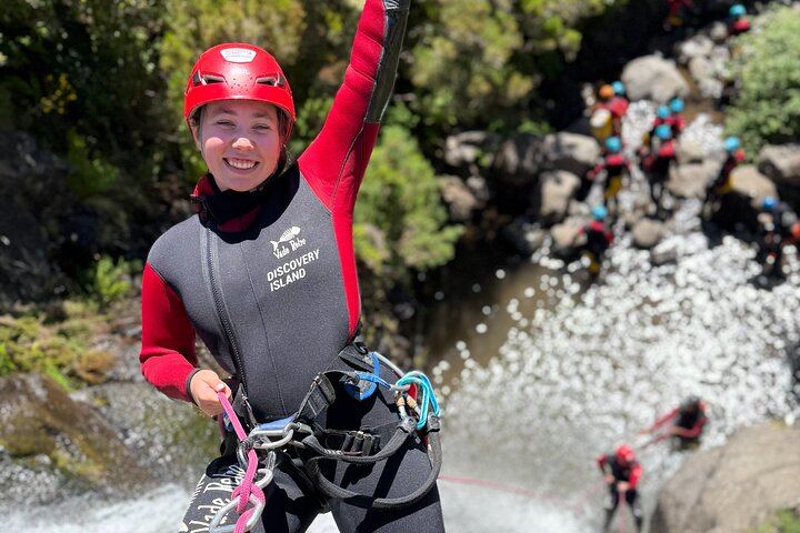 Level 1 Beginner Canyoning in Ribeira das Cales: Six Waterfalls and a 15 m Abseil (1/12)