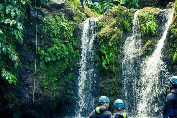Ribeira dos Caldeirões Canyoning Day with Tea Plantation Stop and 5 m Jumps