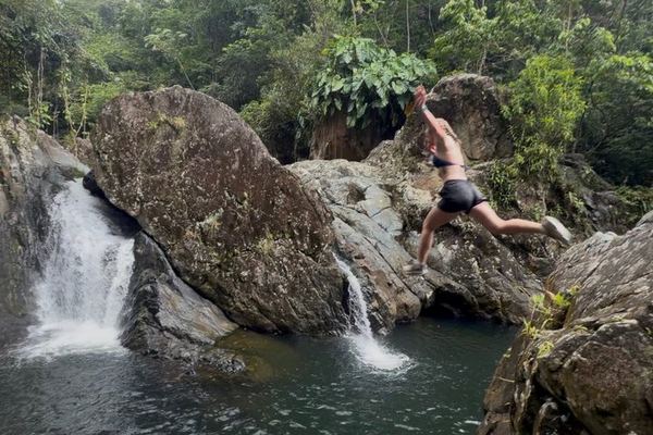 El Yunque River Pools, Rope Swings and Rock Slide with Fruit, Pickup and Luquillo Stop