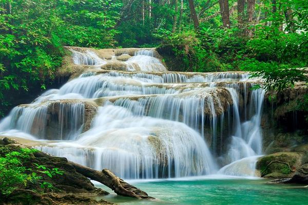 Erawan Falls Day Tour from Bangkok with Hotel Pickup, Fruit and Soi Rambuttri Option