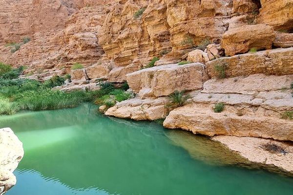 Small-Group Day from Muscat with Sunshine Tours Oman: Wadi Shab, Sinkhole, Fins Beach