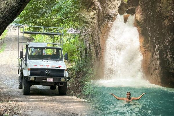 La Leona Waterfall Half-Day Hike with Unimog Ride from Curubande
