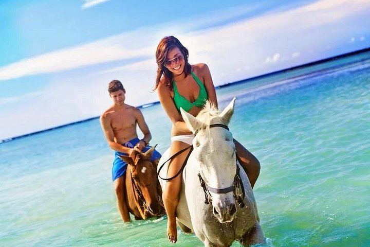 Dunn's River Falls, Blue Hole, Bamboo Rafting and Horseback Ride Day with Jerk Lunch (4/12)