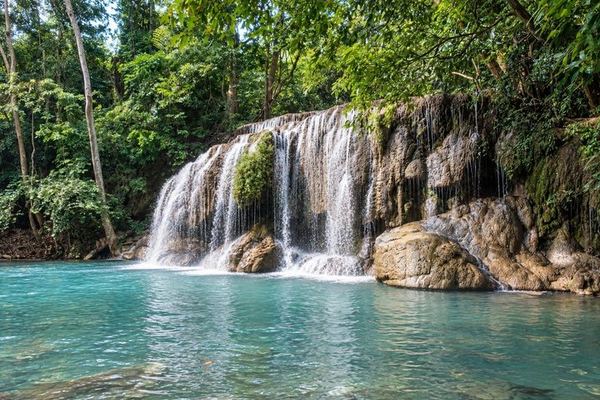 Private Erawan Falls, Wat Tham Phu Wa and Wat Tham Sua Temple Day Trip from Bangkok