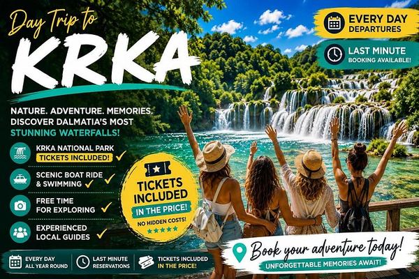 Krka Waterfalls and Skradin Afternoon Day Trip from Zadar with Jadera Booking