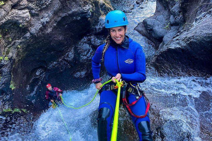 Intermediate Canyoning in Madeira: Rappel, Slide and Jump Down a Forest River (6/12)