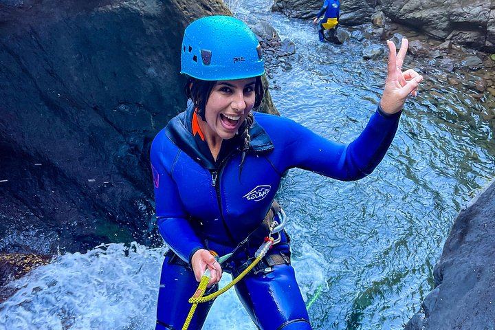 Intermediate Canyoning in Madeira: Rappel, Slide and Jump Down a Forest River (7/12)