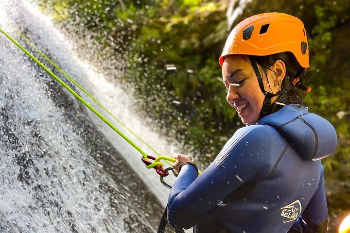 Intermediate Canyoning in Madeira: Rappel, Slide and Jump Down a Forest River (8/12)