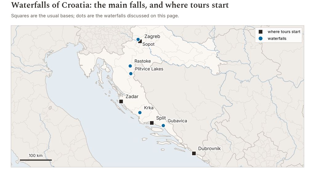 Map of Croatia used for the waterfall tour pages