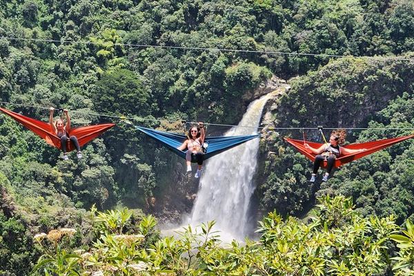 Salto del Buey Waterfall Hike with Ziplines and Sky Hammocks from Medellin
