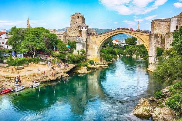 Mostar Old Town Walk and Kravice Falls from Dubrovnik by Coach, Neum Coffee Stop