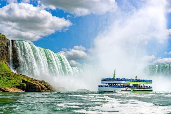 Niagara Falls Two-Country Tour by Over the Falls Tours: Boat, Cave, Skylon Tower