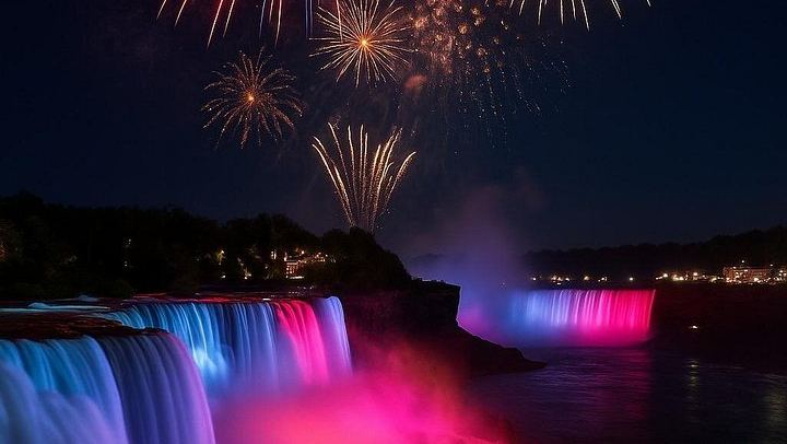 Niagara Falls Rainbow Illumination and Fireworks Walking Tour from One Niagara (1/2)