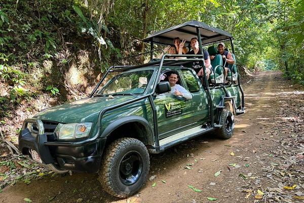 Hacienda Ebano Double Waterfall Hike by 4x4 Safari Truck, Jade Waterfall Swim and Lunch