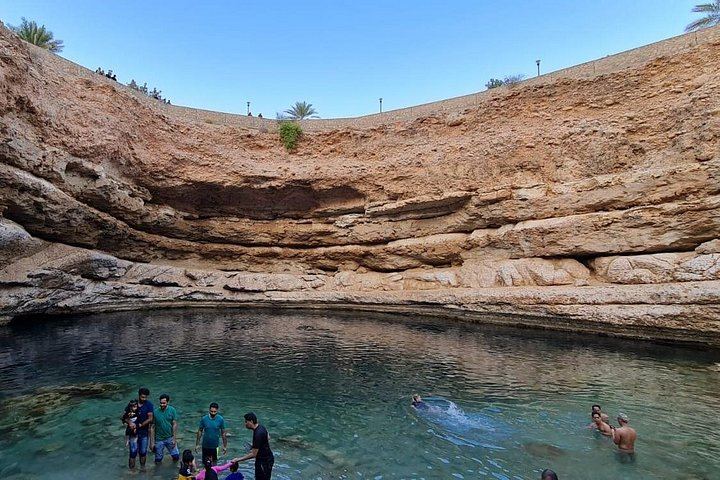 Private Wadi Shab Cave Waterfall Hike and Pool Swim from Muscat, Sinkhole, Fins Beach (11/12)