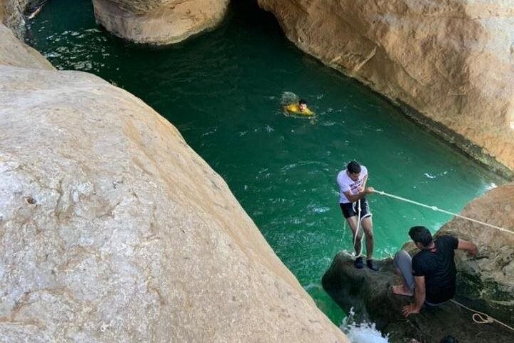 Private Wadi Shab Cave Waterfall Hike and Pool Swim from Muscat, Sinkhole, Fins Beach (2/12)