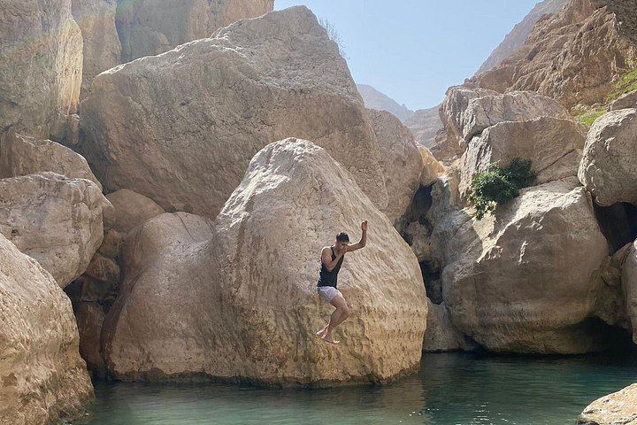Private Wadi Shab Cave Waterfall Hike and Pool Swim from Muscat, Sinkhole, Fins Beach (6/12)