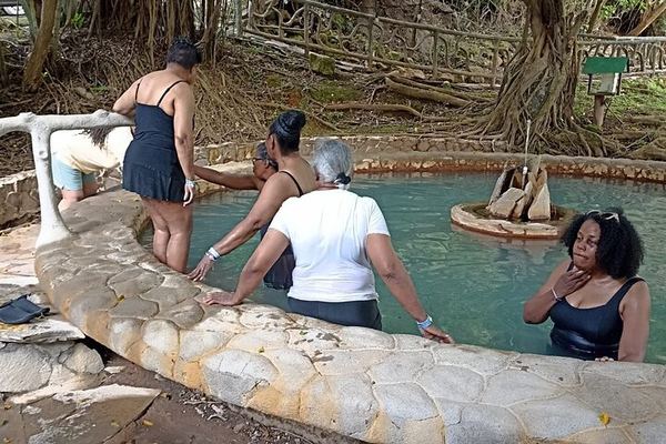 Private Transport Volcano and Waterfall Combo with Sauna, Mud Bath and Hanging Bridges
