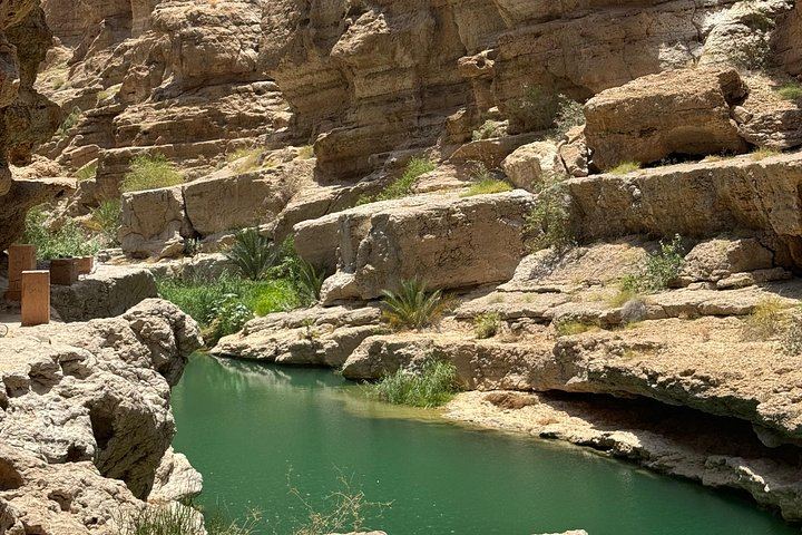 Small-Group Wadi Shab Day from Muscat: Hidden Waterfall Cave Swim and Bimmah Sinkhole (12/12)