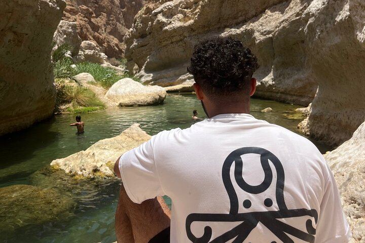 Small-Group Wadi Shab Day from Muscat: Hidden Waterfall Cave Swim and Bimmah Sinkhole (8/12)